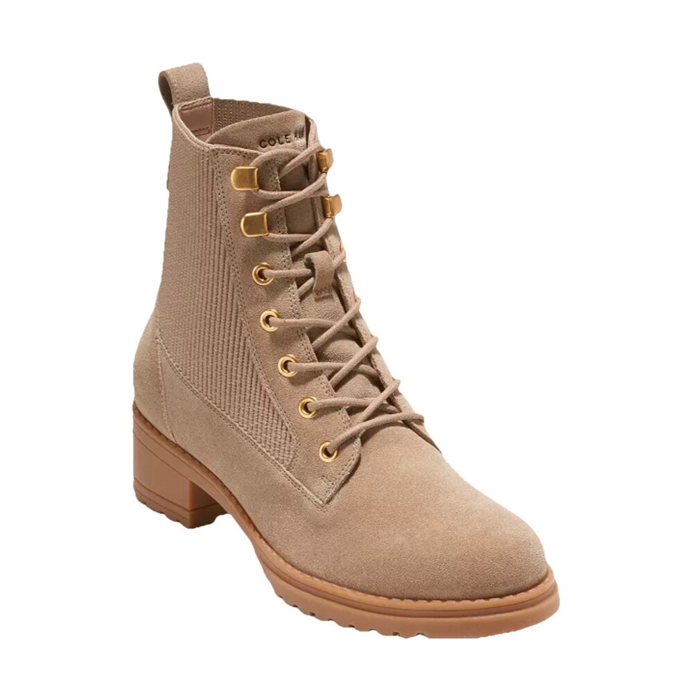 Cole Haan Camea II Lace Up Combat Booties Size 10 B New Dark Latte Waterproof